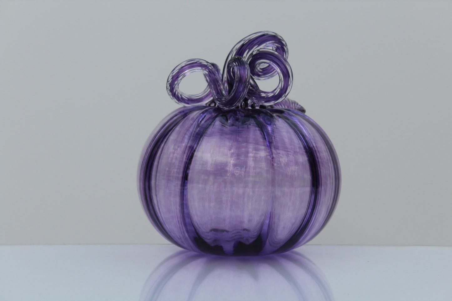 Deep Purple Handblown Decorative Glass Pumpkin