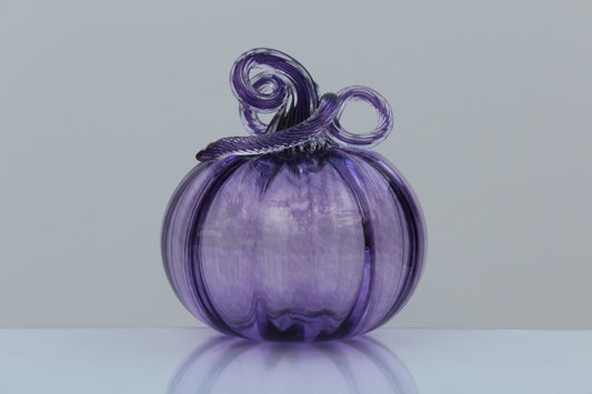 Deep Purple Handblown Decorative Glass Pumpkin