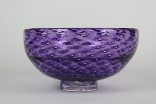 Handblown Royal Amethyst Bubble Glass Bowl