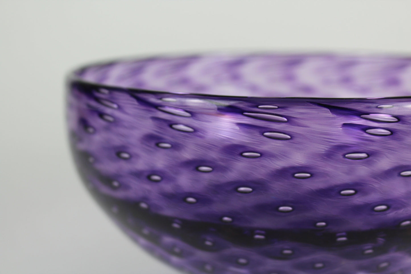 Handblown Royal Amethyst Bubble Glass Bowl