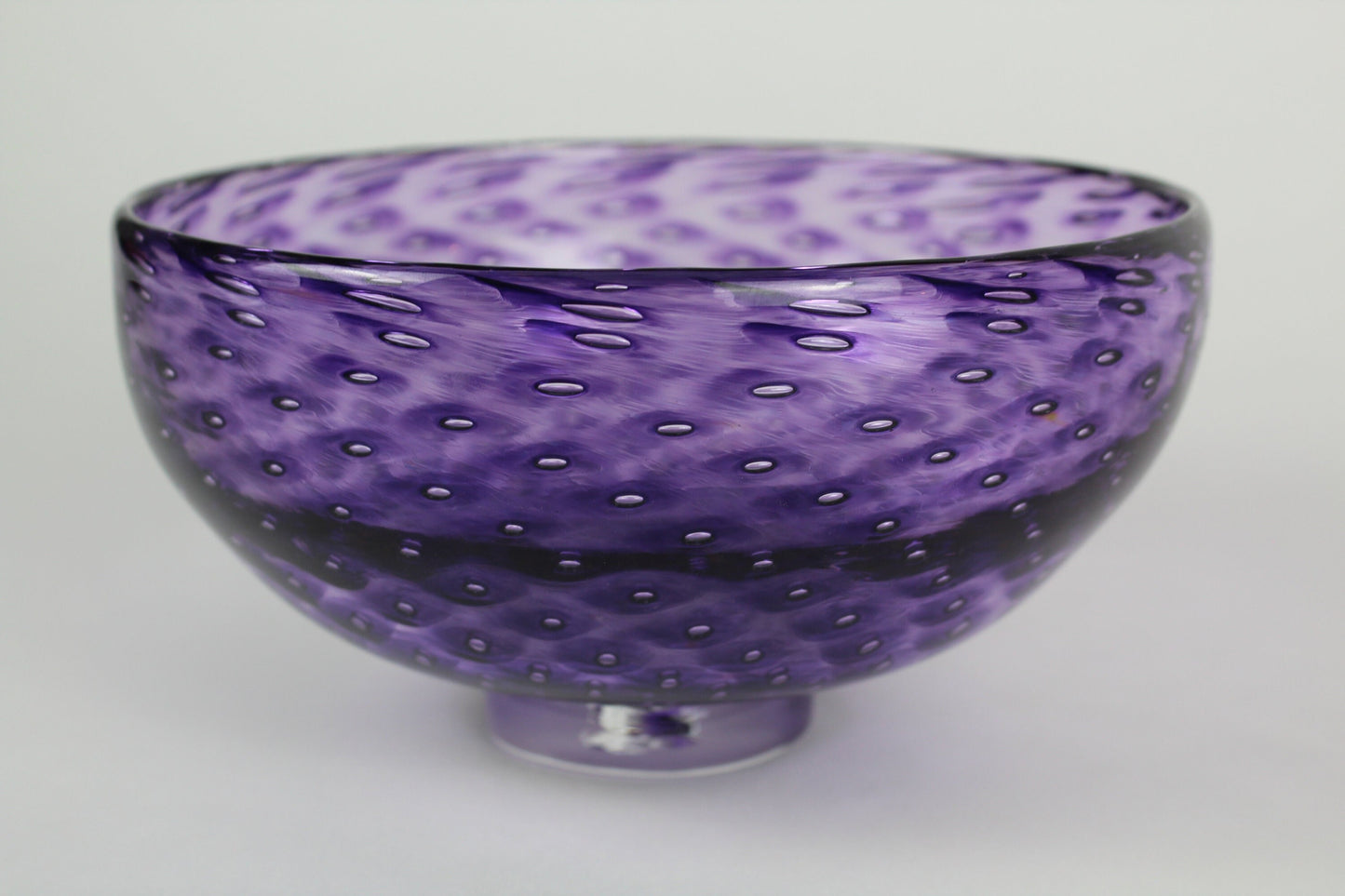 Handblown Royal Amethyst Bubble Glass Bowl