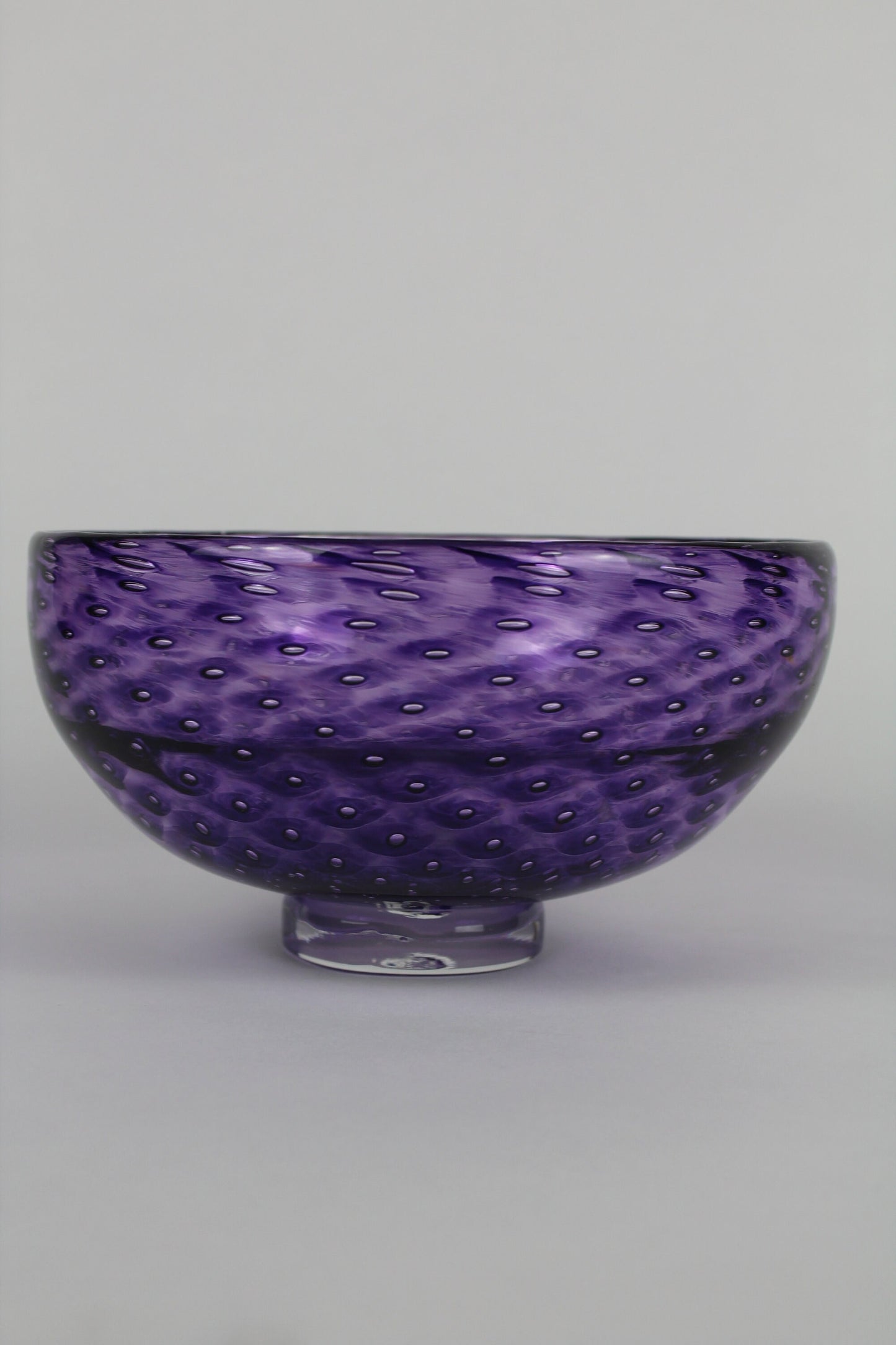 Handblown Royal Amethyst Bubble Glass Bowl