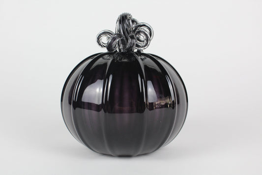 Full Black Handblown Decorative Glass Pumpkin