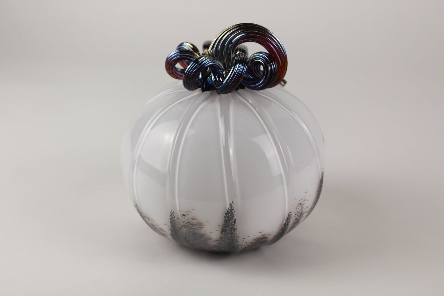 Black and White Handblown Decorative Glass Pumpkin