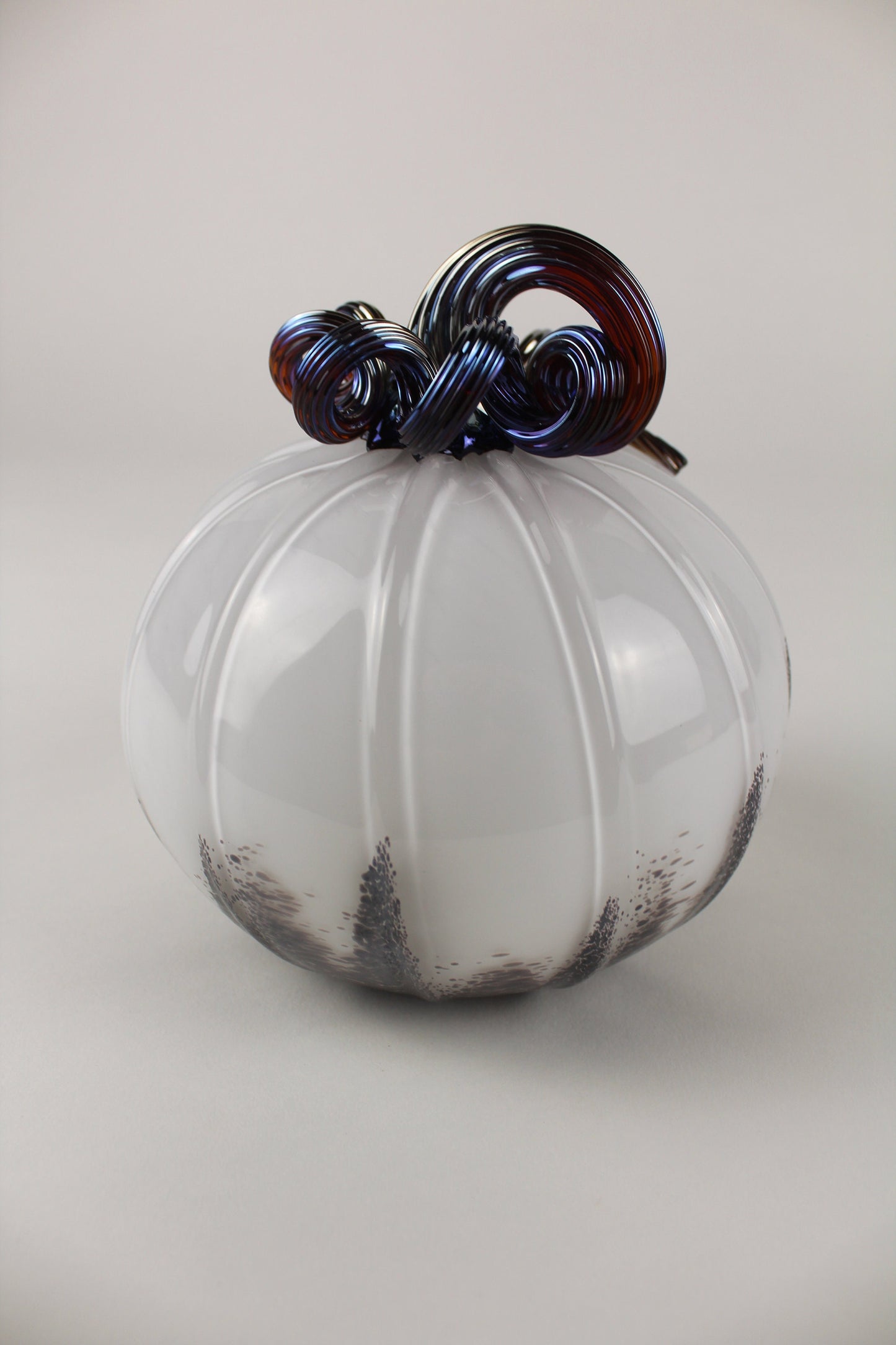 Black and White Handblown Decorative Glass Pumpkin