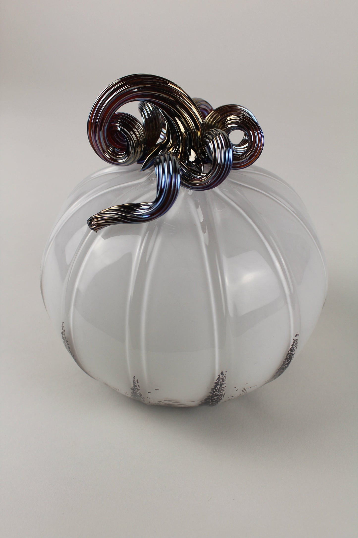 Black and White Handblown Decorative Glass Pumpkin