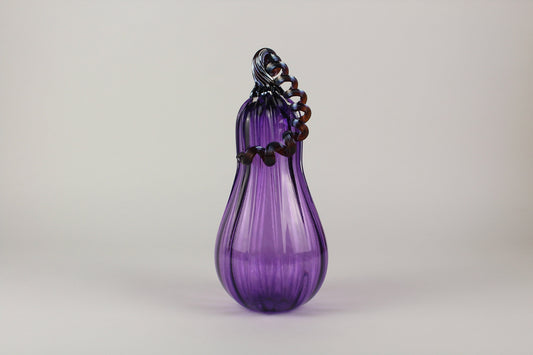 Handblown Purple and Silver Decorative Gourd Pumpkin