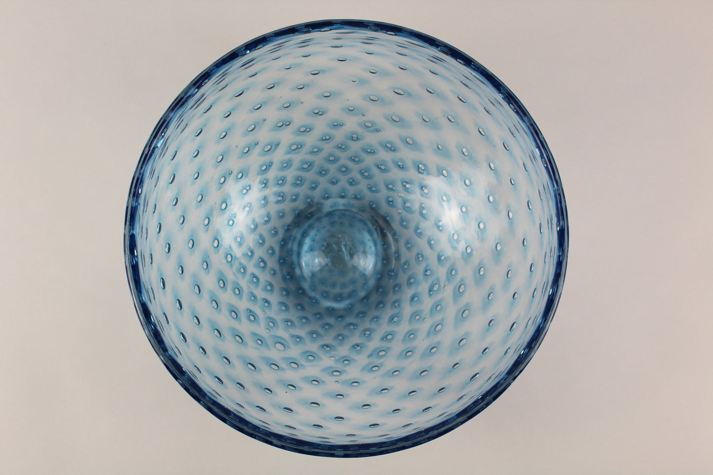 Handblown Sea Blue Bubble Glass Bowl