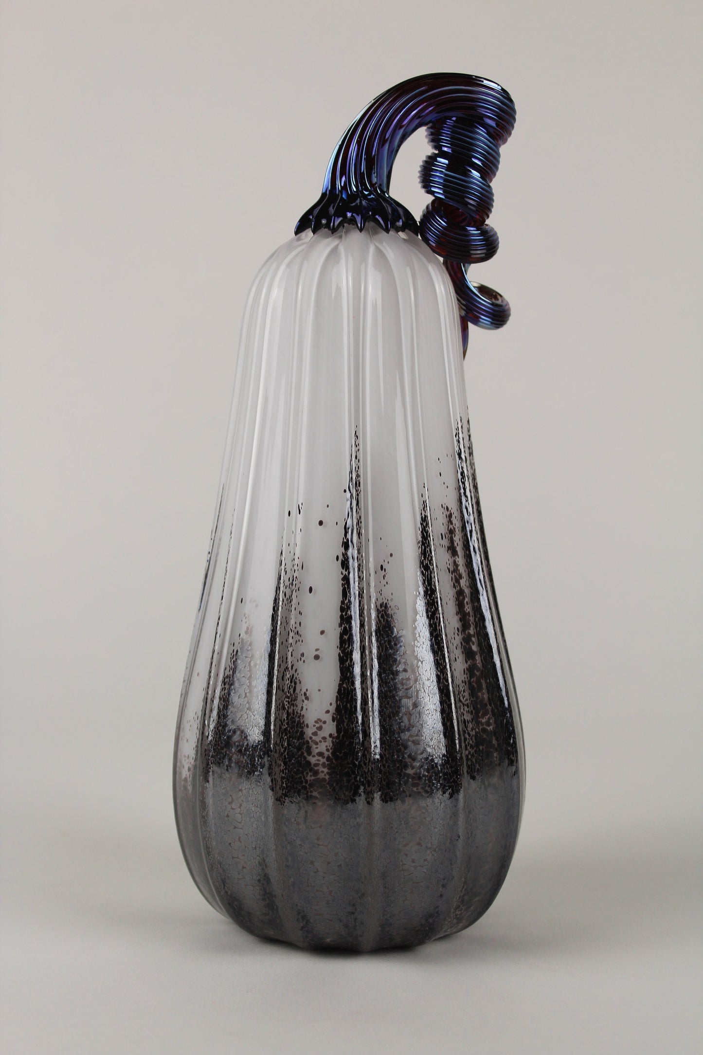 Handblown Black and White Decorative Gourd Pumpkin