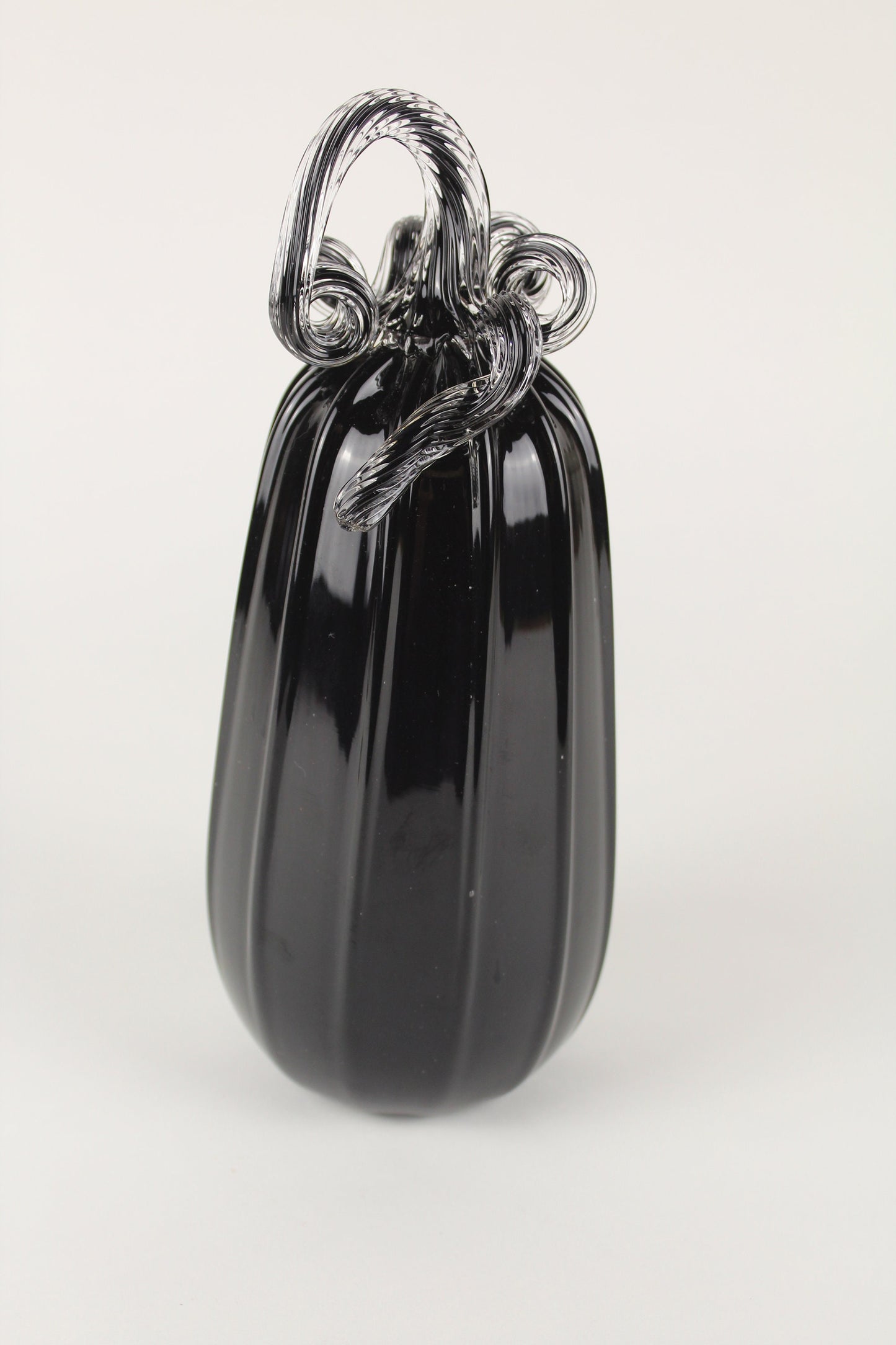 Handblown Full Black Decorative Gourd Pumpkin