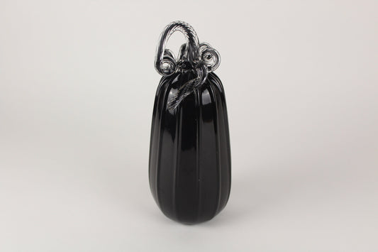 Handblown Full Black Decorative Gourd Pumpkin