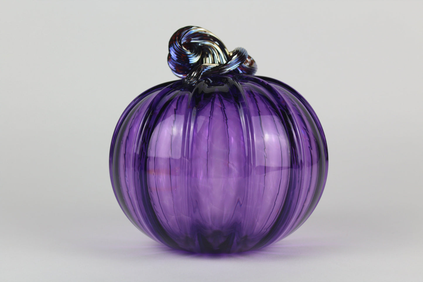 Violet and Gold Handblown Decorative Glass Pumpkin