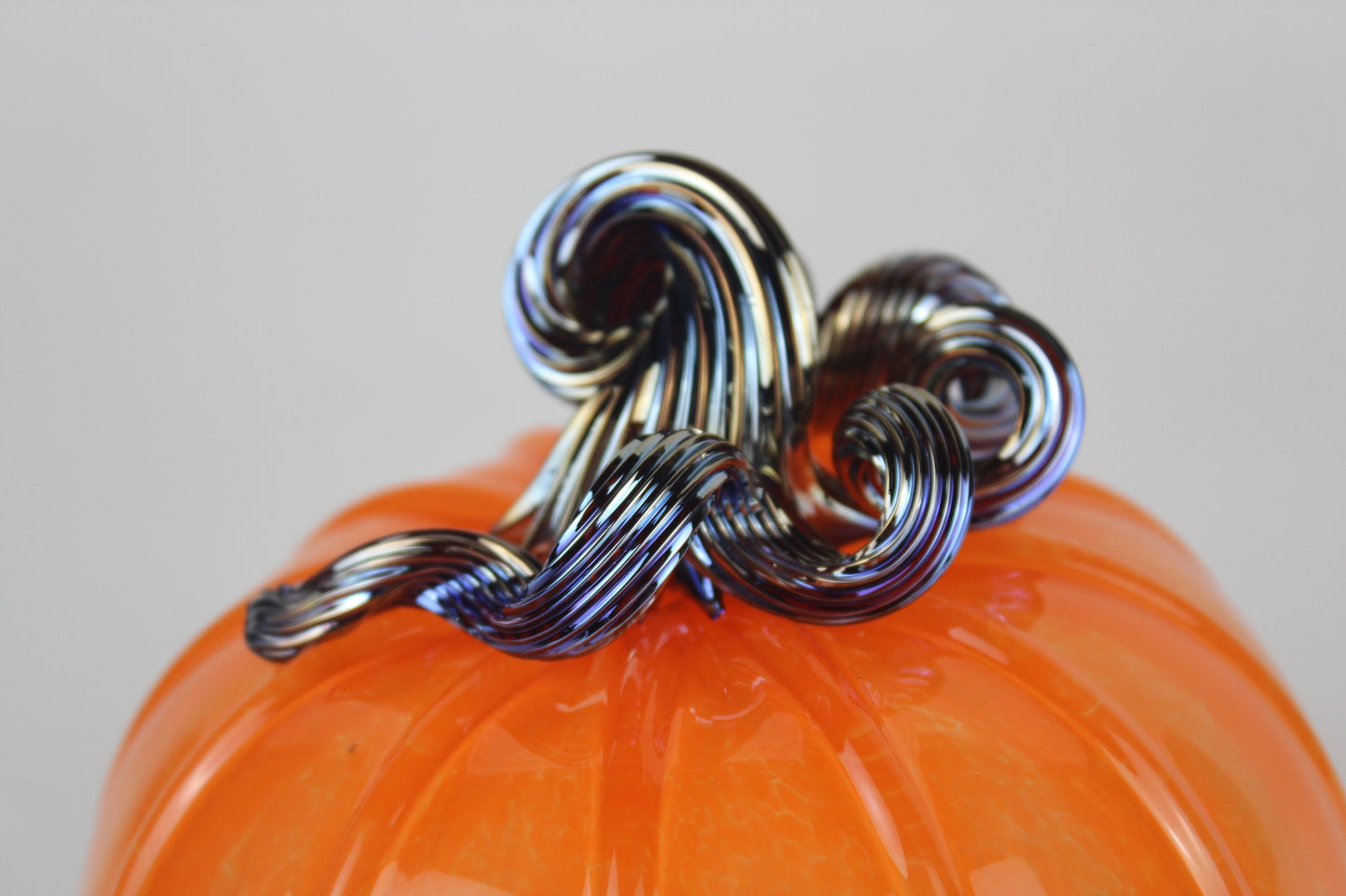 Orange and Gold Handblown Decorative Glass Pumpkin