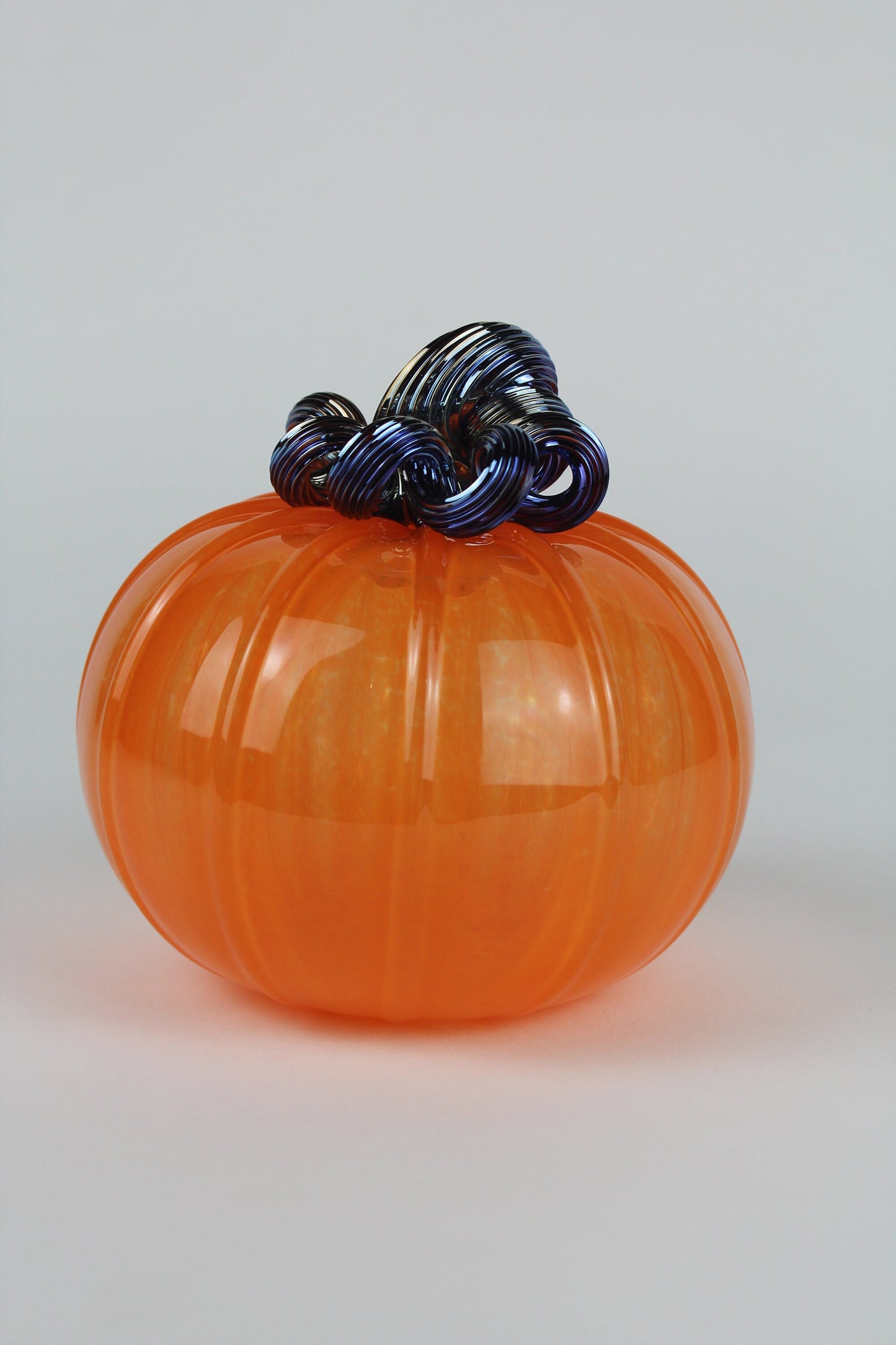 Orange and Gold Handblown Decorative Glass Pumpkin