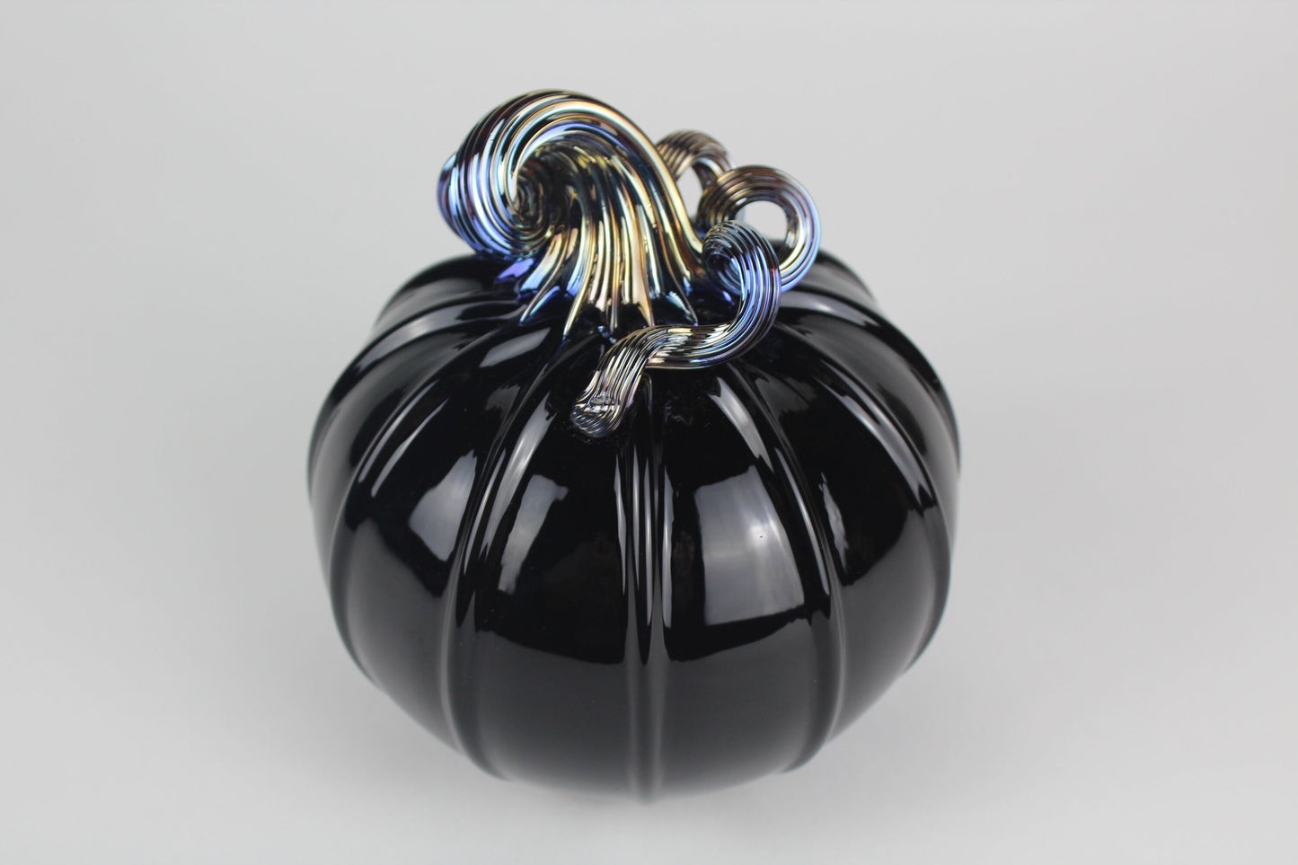 Full Black and Gold Handblown Decorative Glass Pumpkin