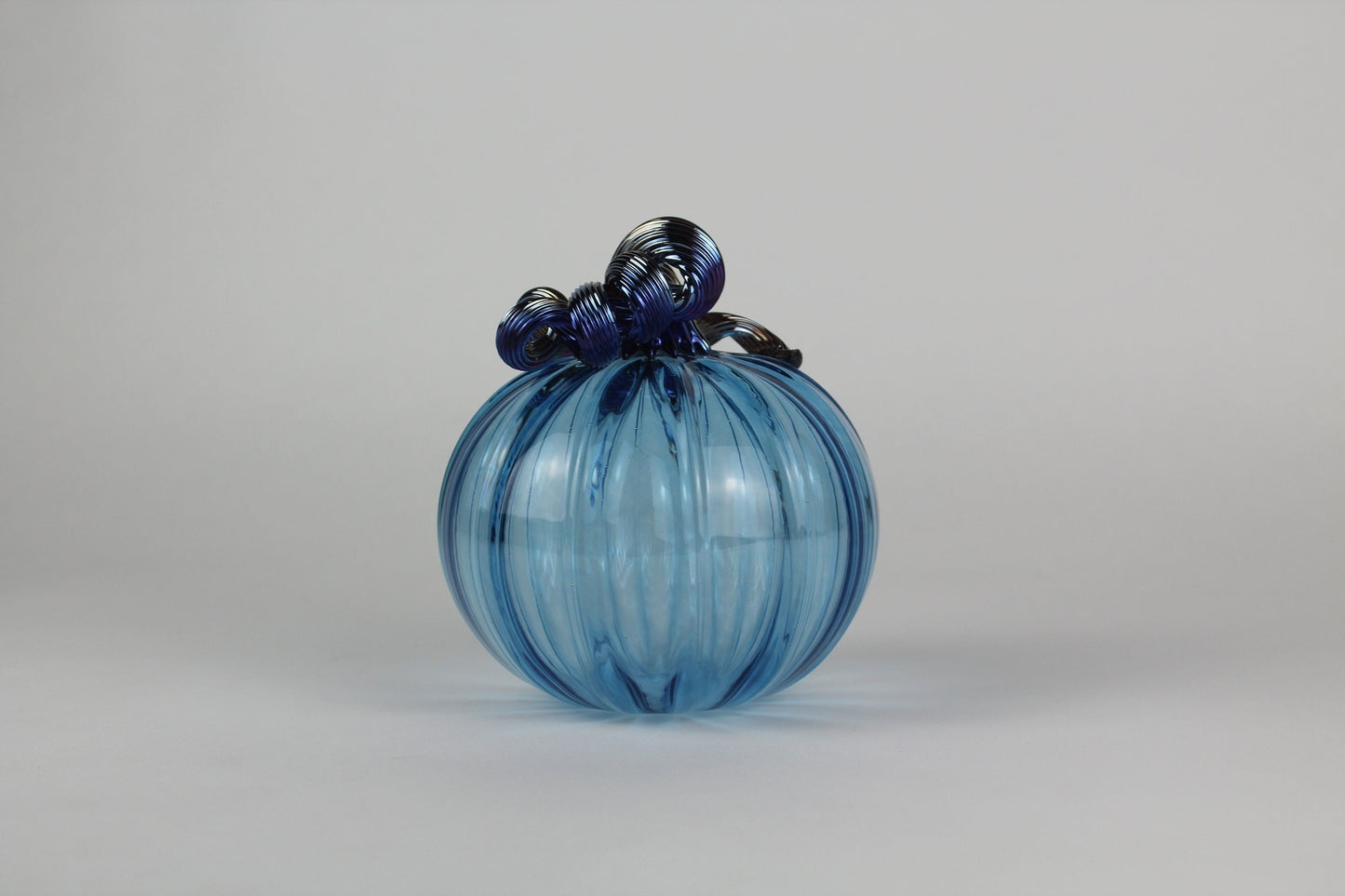 Blue and Gold Handblown Decorative Glass Pumpkin