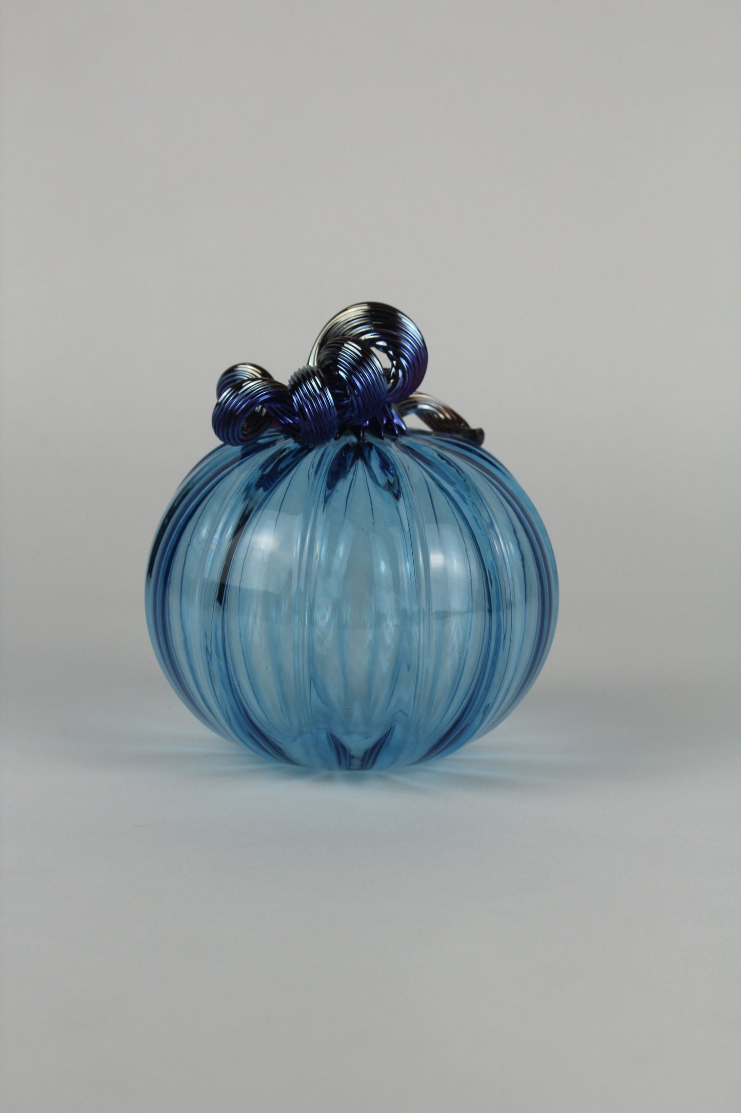 Blue and Gold Handblown Decorative Glass Pumpkin