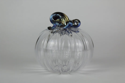 Clear and Gold Handblown Decorative Glass Pumpkin