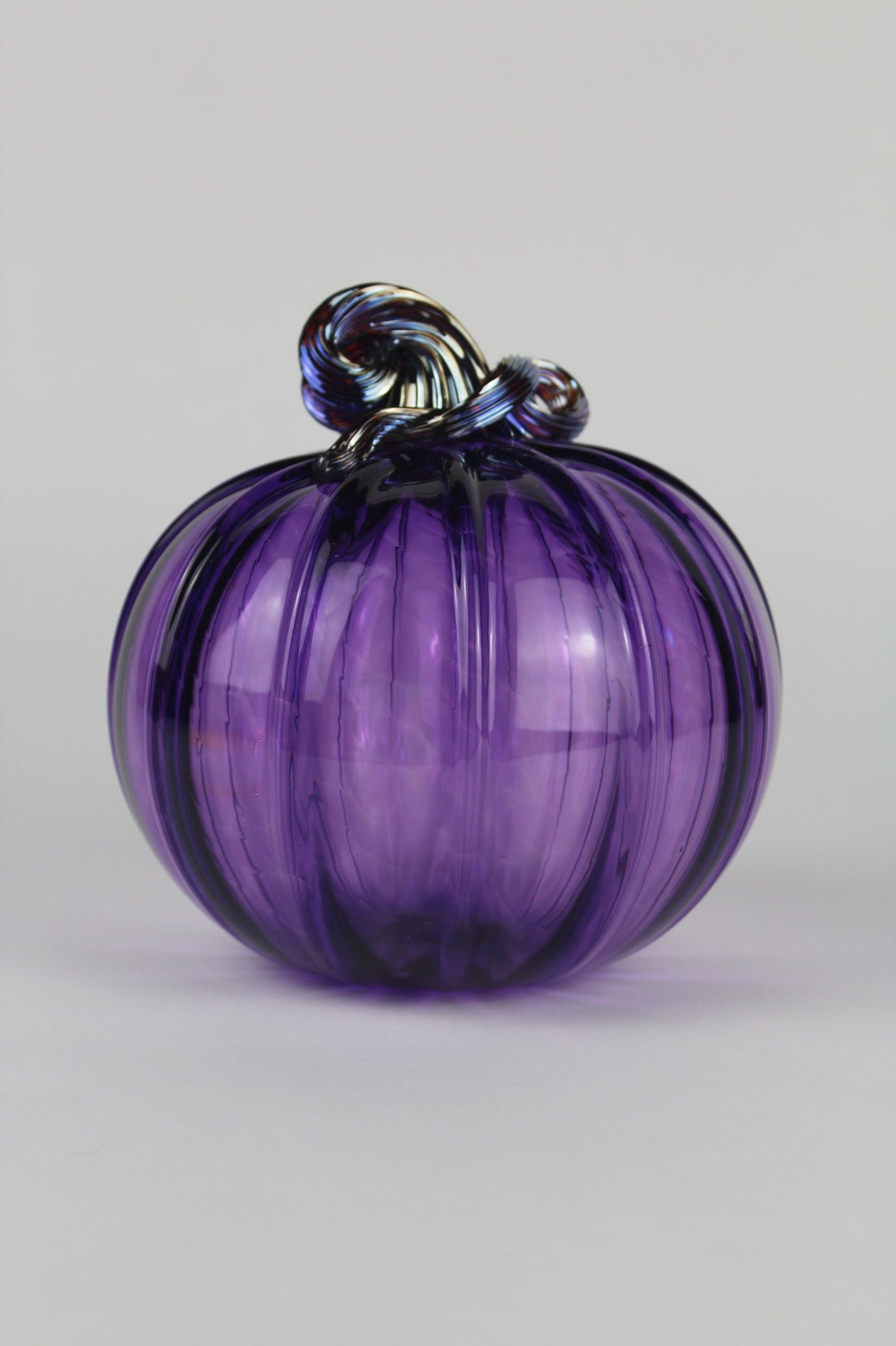 Violet and Gold Handblown Decorative Glass Pumpkin