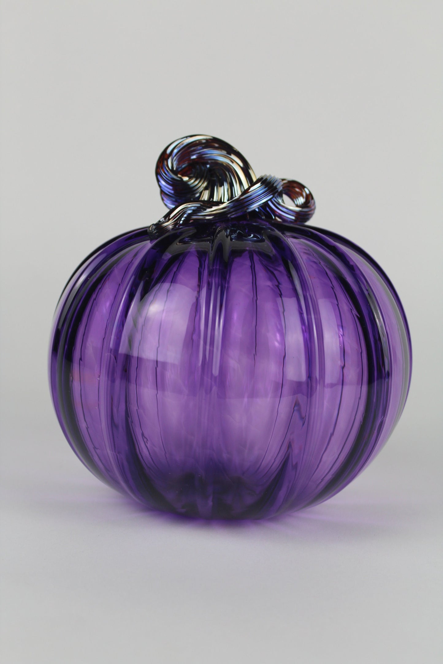 Violet and Gold Handblown Decorative Glass Pumpkin