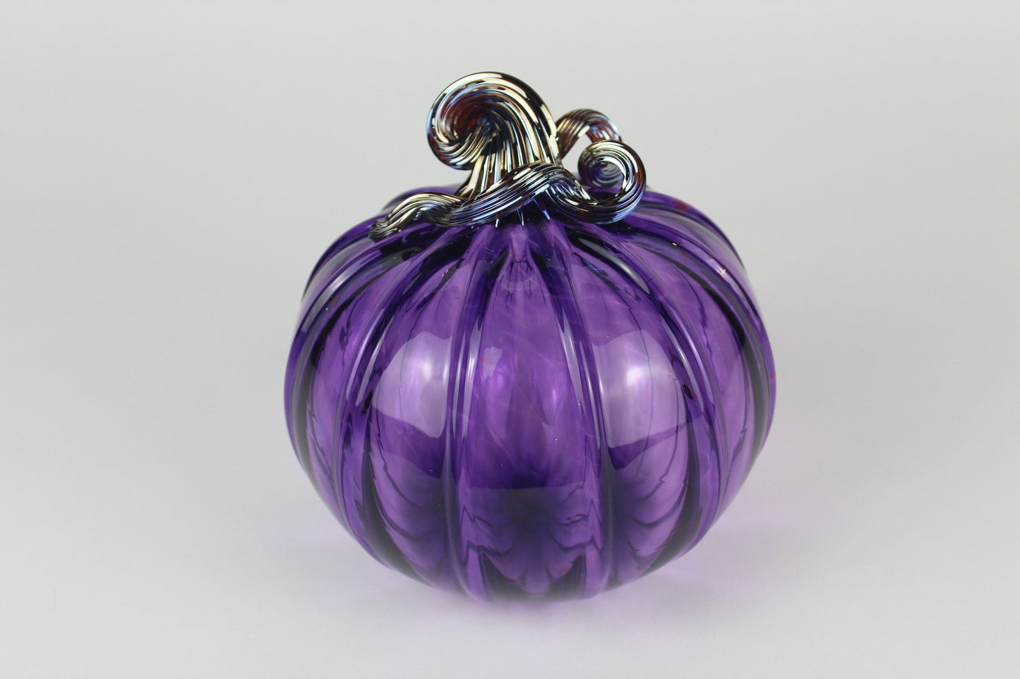 Violet and Gold Handblown Decorative Glass Pumpkin