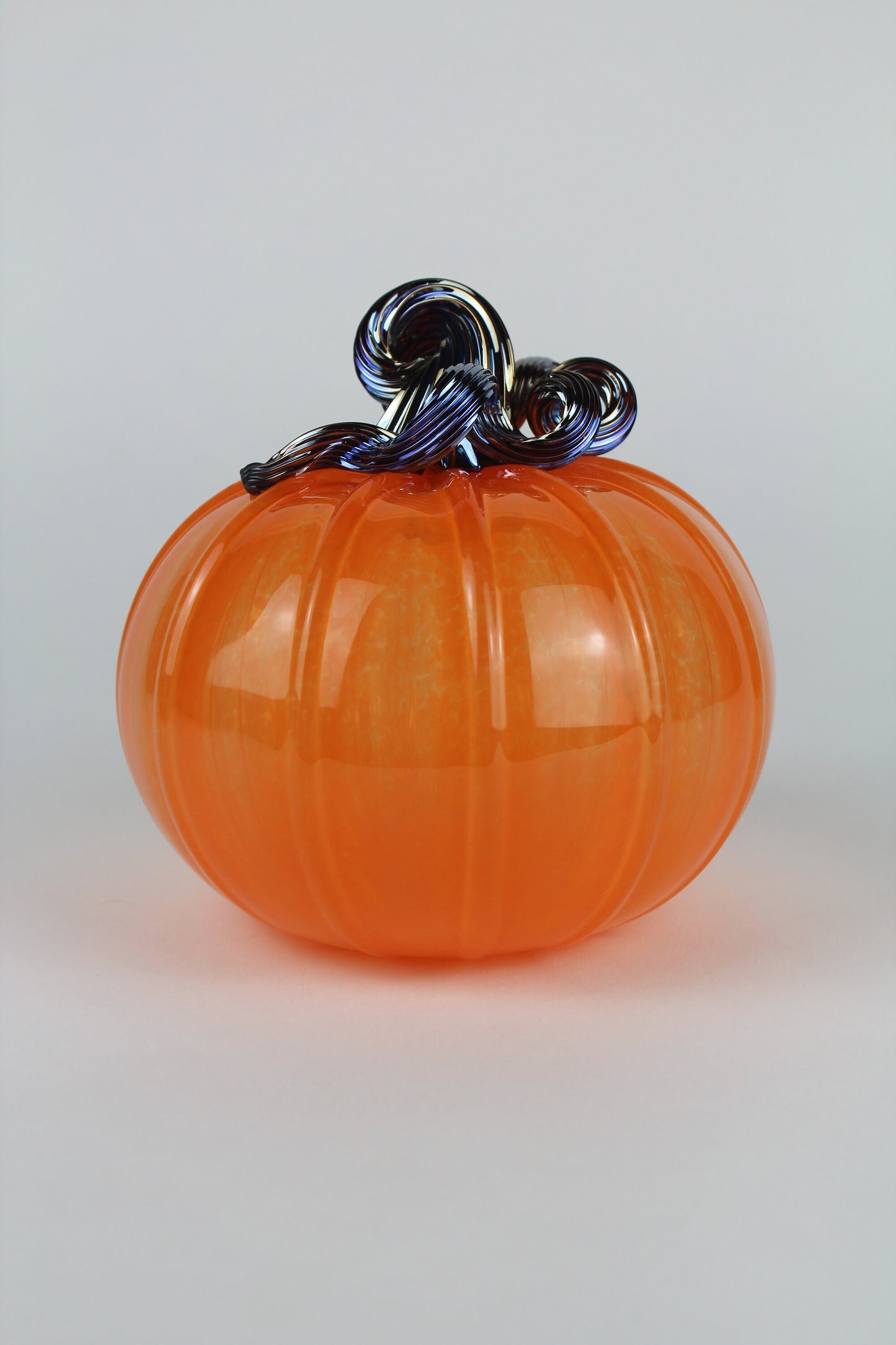 Orange and Gold Handblown Decorative Glass Pumpkin