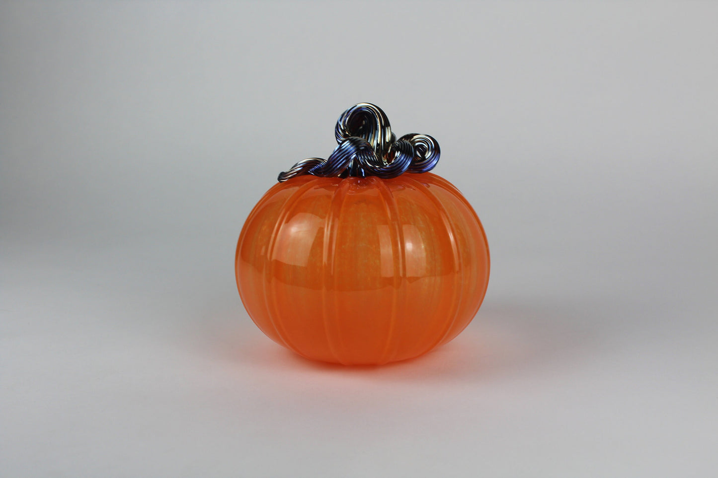 Orange and Gold Handblown Decorative Glass Pumpkin