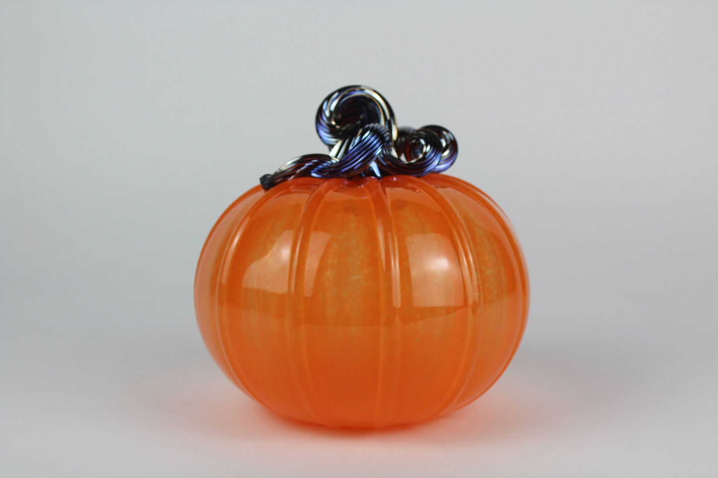 Orange and Gold Handblown Decorative Glass Pumpkin