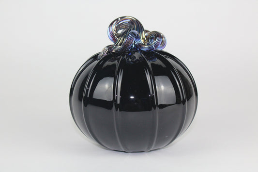 Full Black and Gold Handblown Decorative Glass Pumpkin