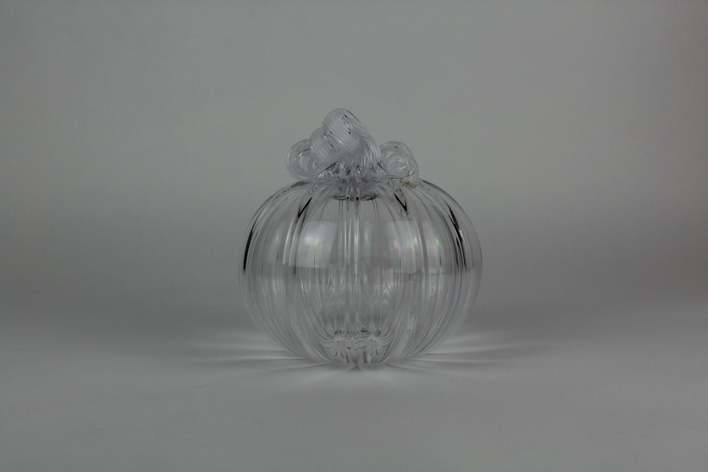 Clear and White Handblown Decorative Glass Pumpkin