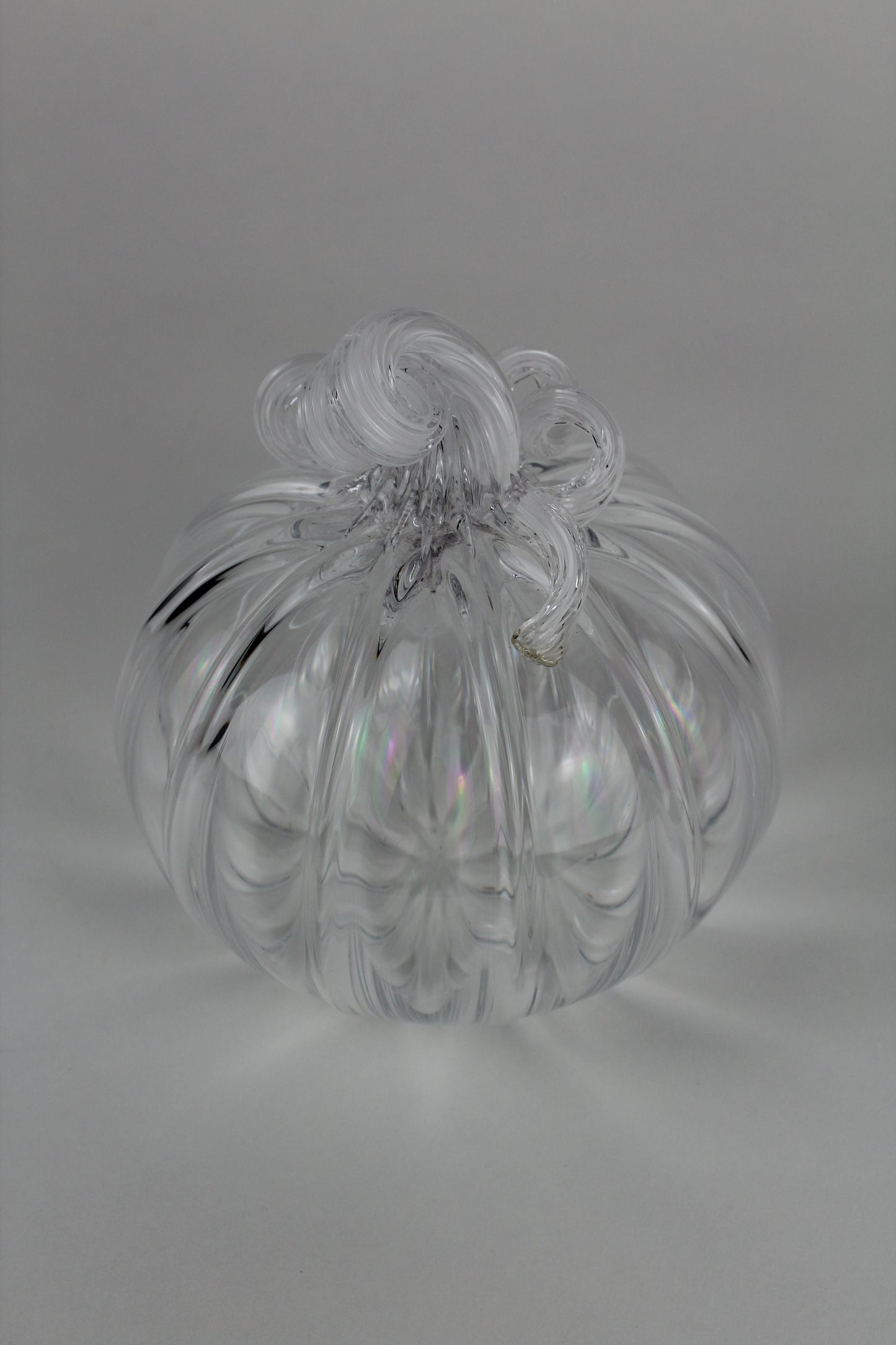 Clear and White Handblown Decorative Glass Pumpkin