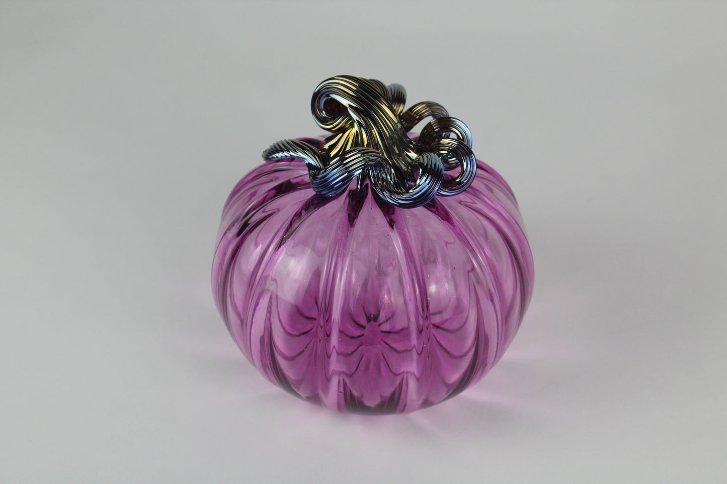 Pink  and Gold Handblown Decorative Glass Pumpkin