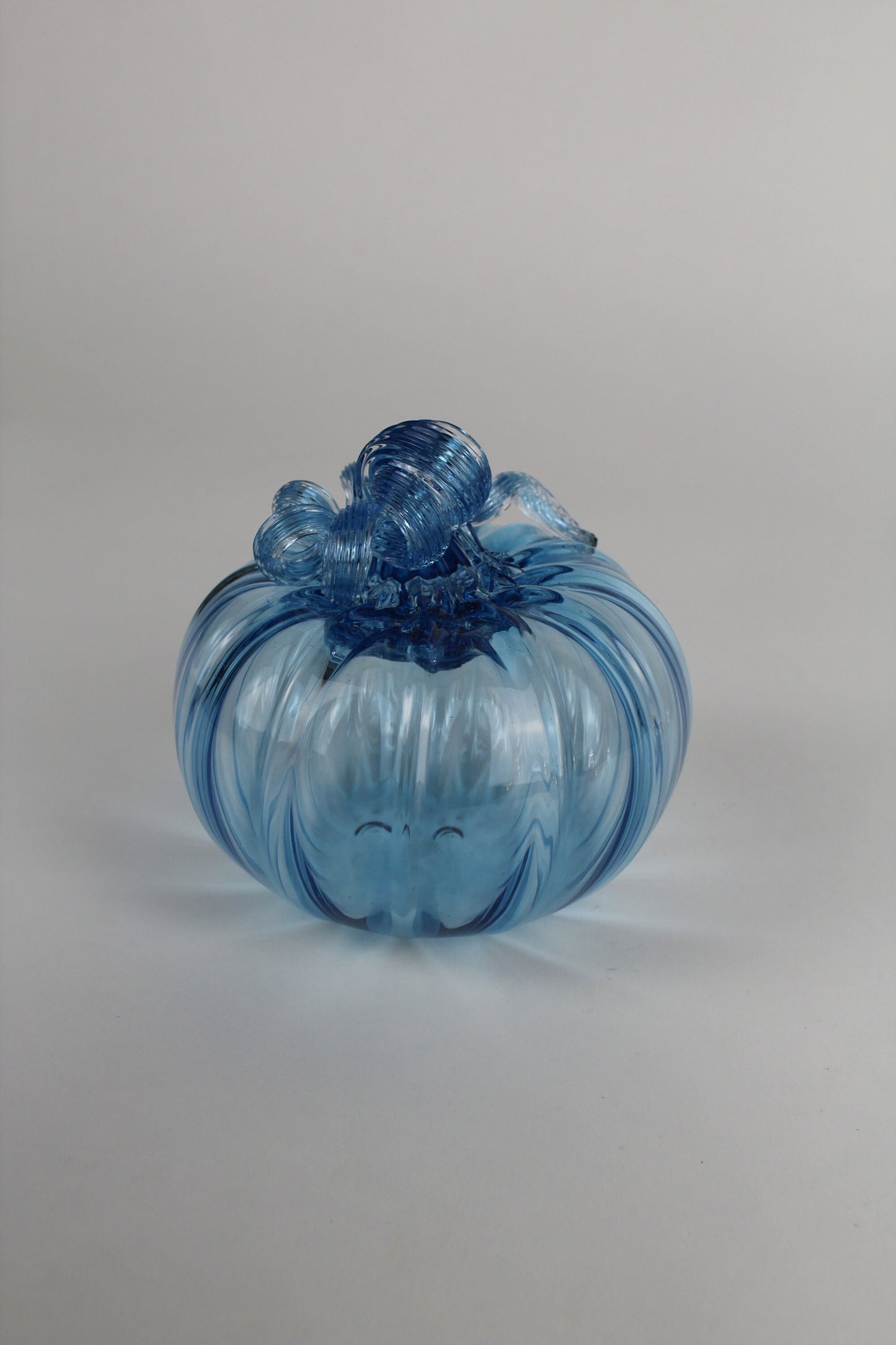 Blue Handblown Decorative Glass Pumpkin