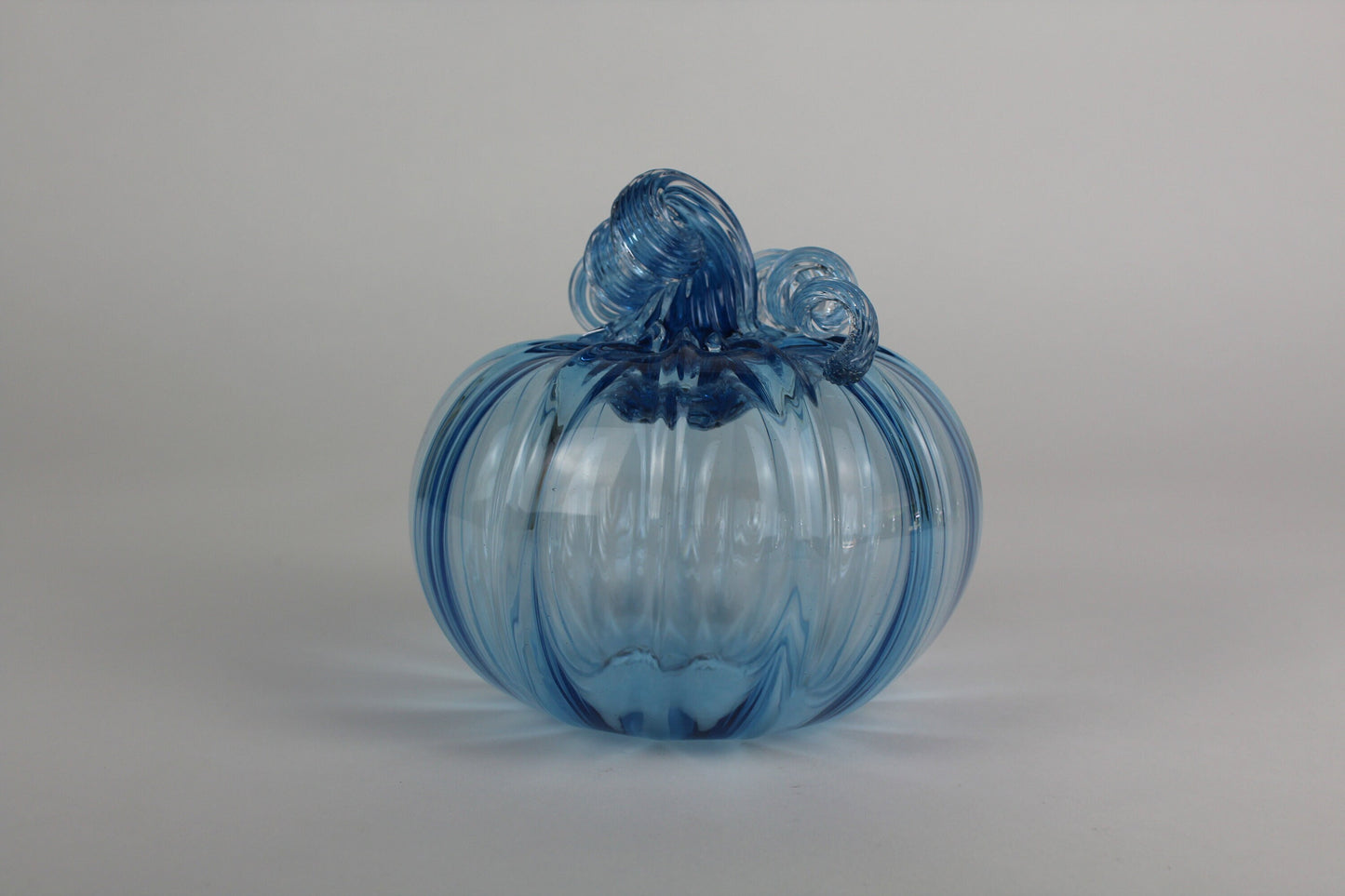 Blue Handblown Decorative Glass Pumpkin