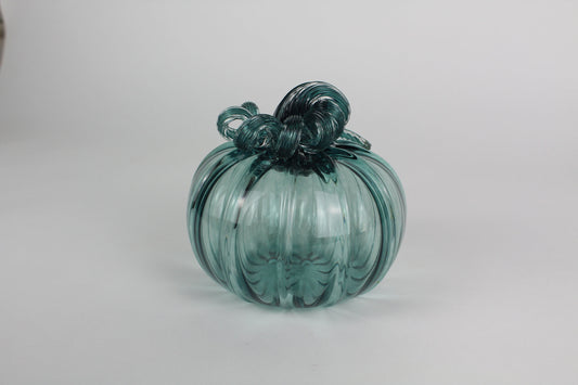 Pine Green Handblown Decorative Glass Pumpkin