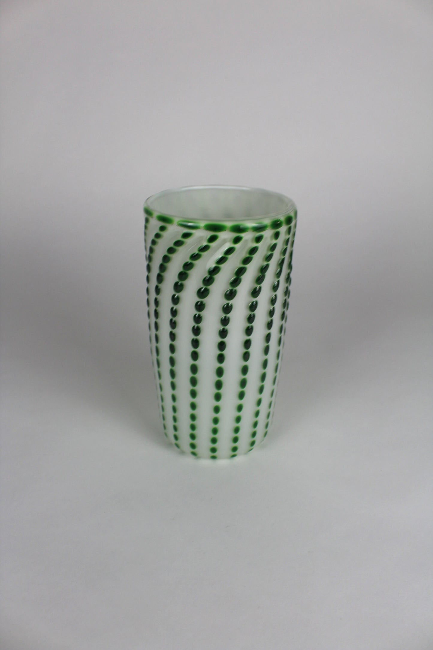 White and Green Polka Dot Decorative Cylinder Vase