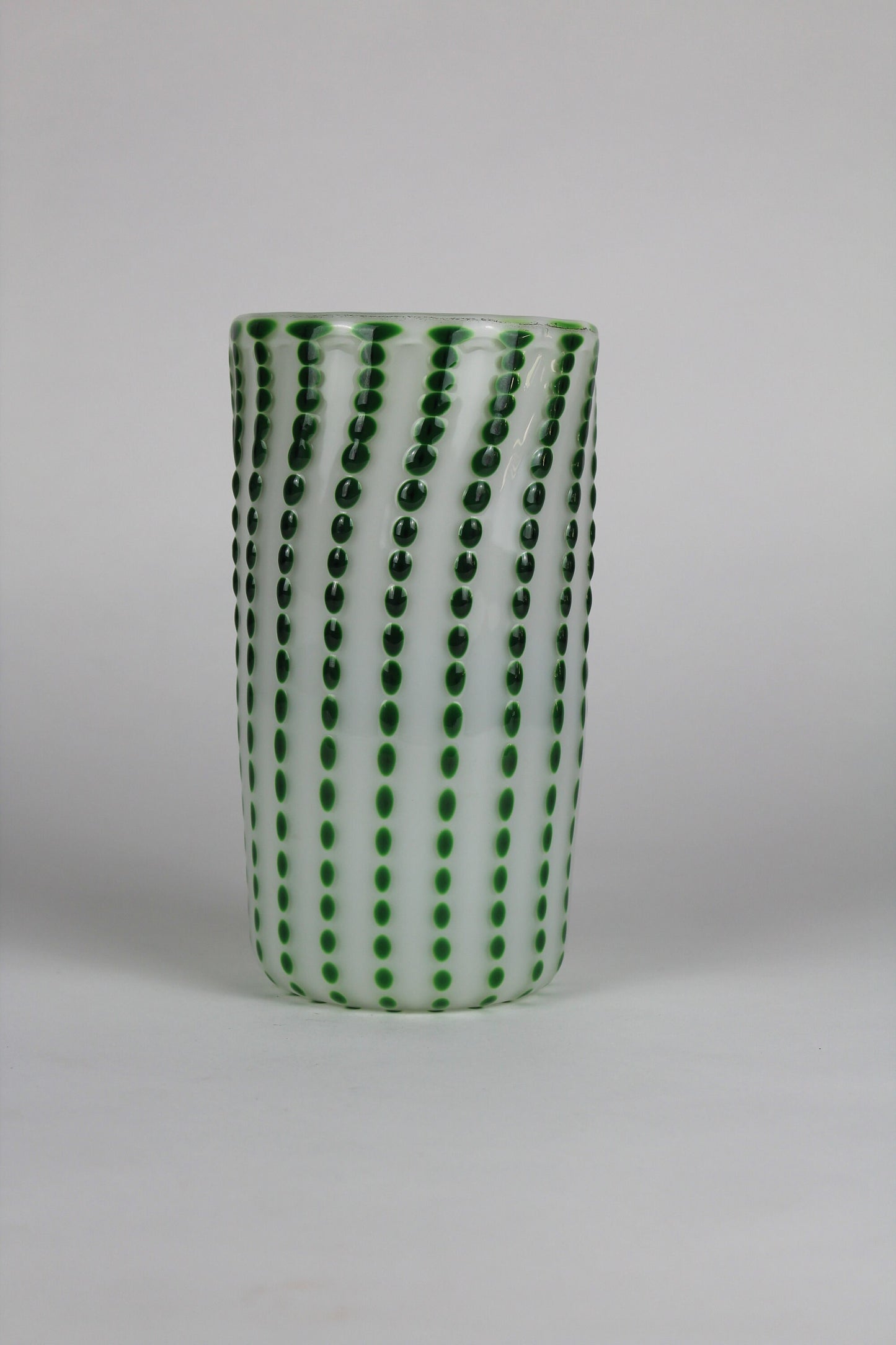 White and Green Polka Dot Decorative Cylinder Vase