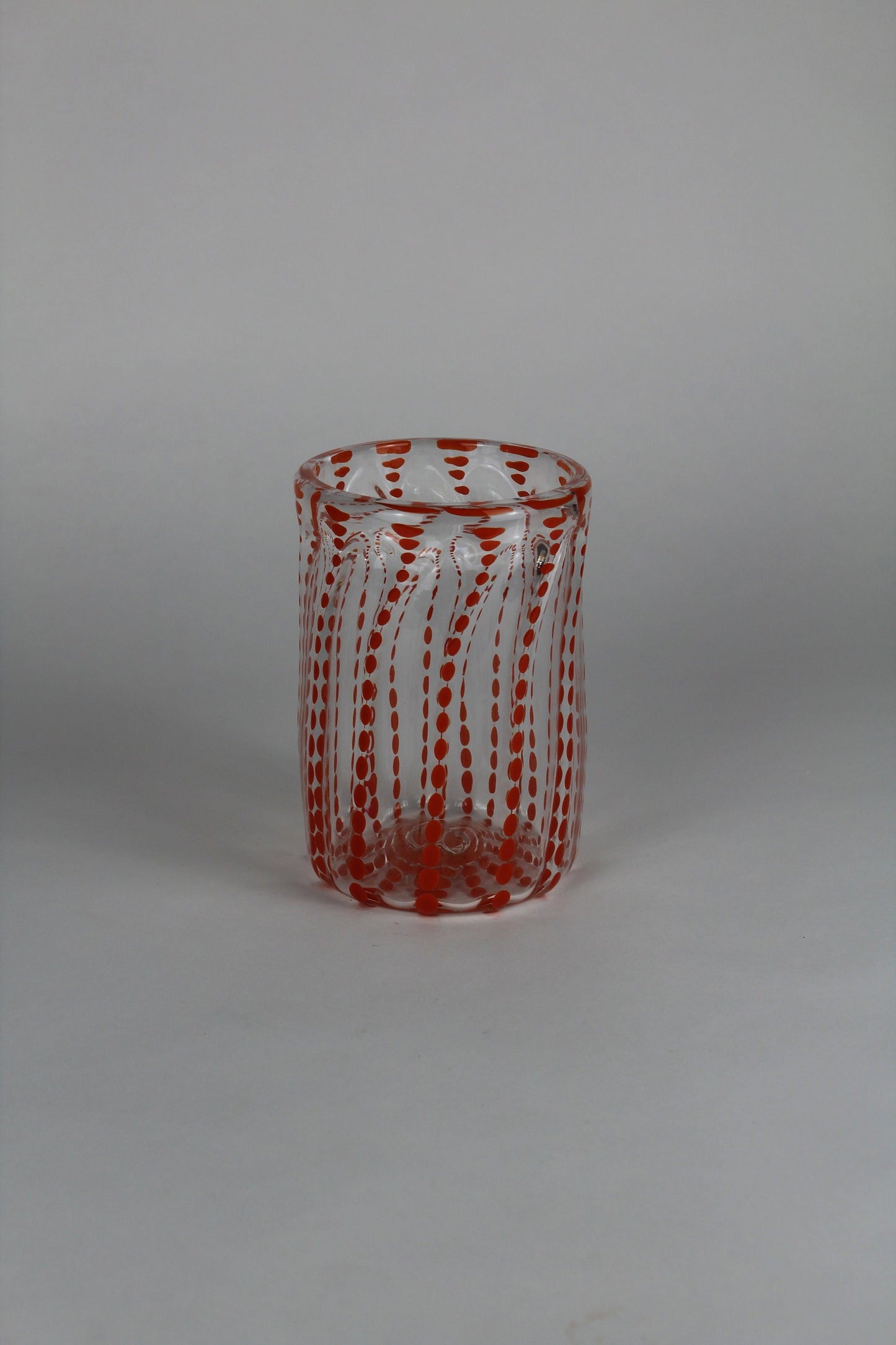 Clear and Orange Polka Dot Decorative Cylinder Vase