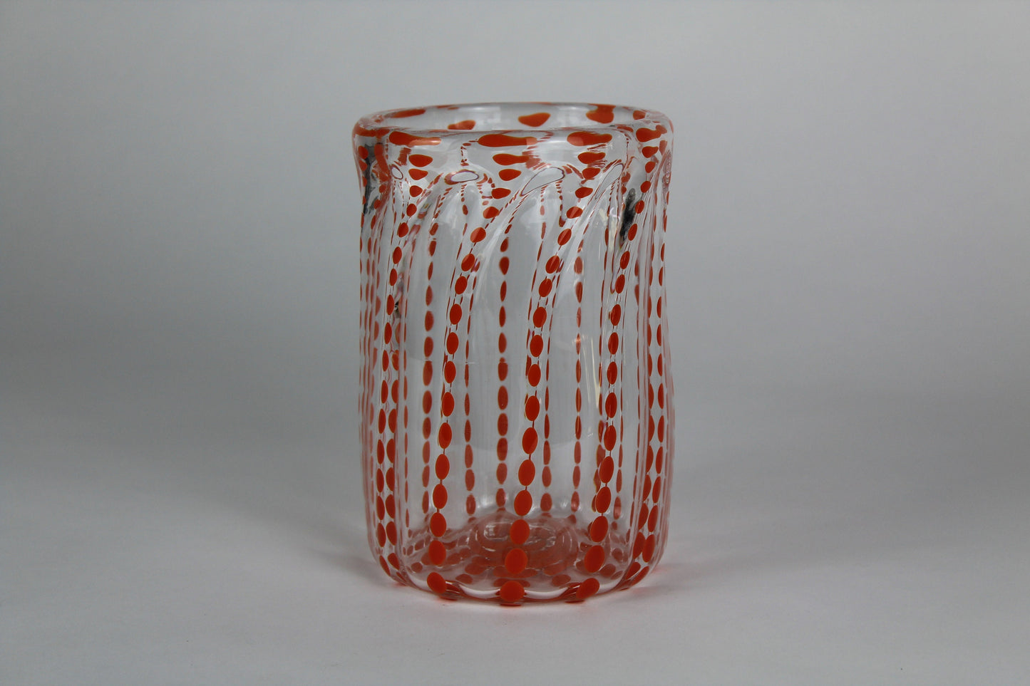 Clear and Orange Polka Dot Decorative Cylinder Vase