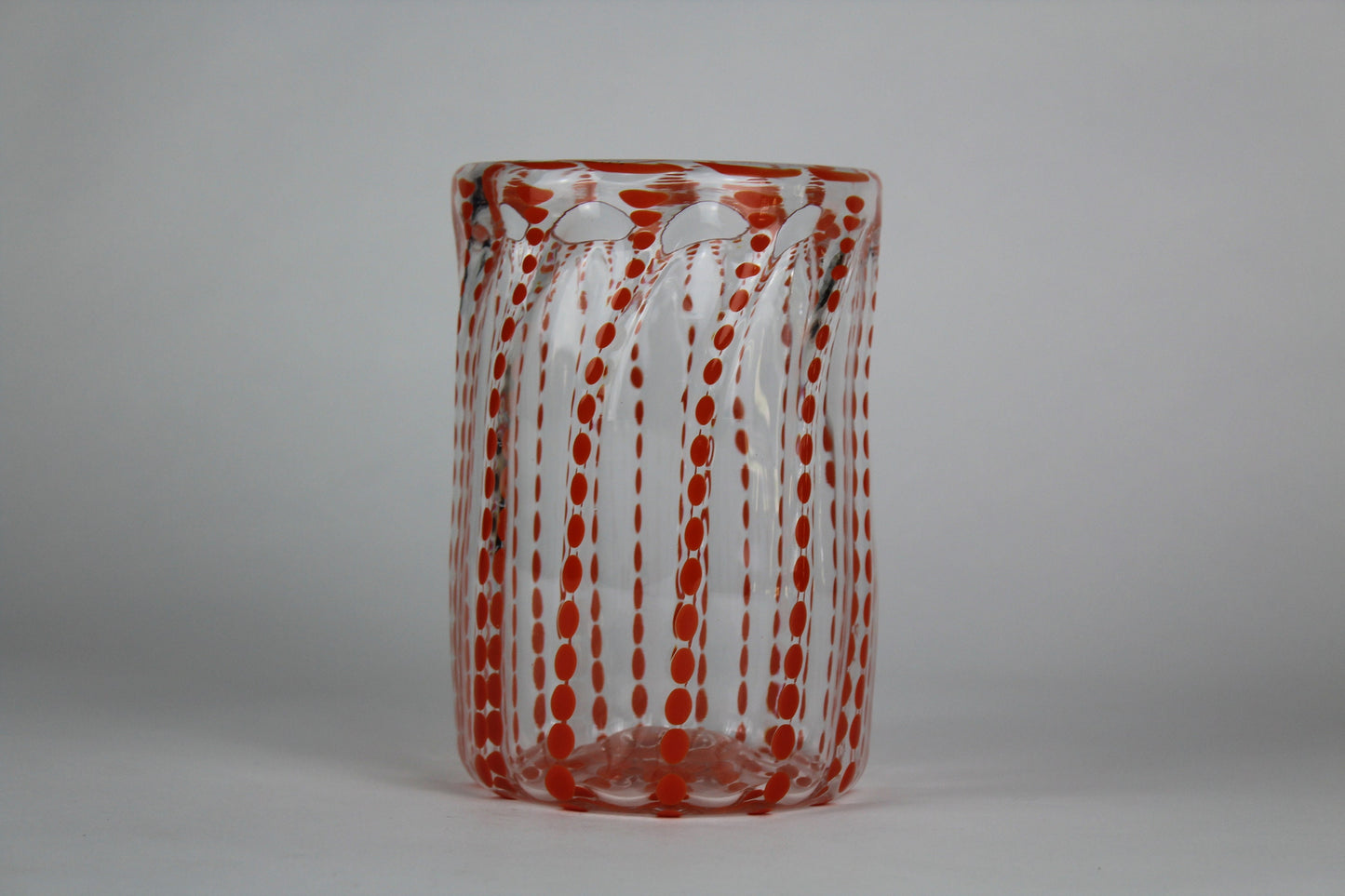 Clear and Orange Polka Dot Decorative Cylinder Vase