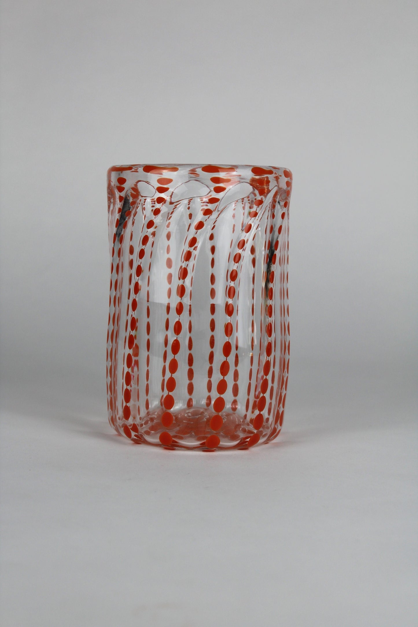 Clear and Orange Polka Dot Decorative Cylinder Vase