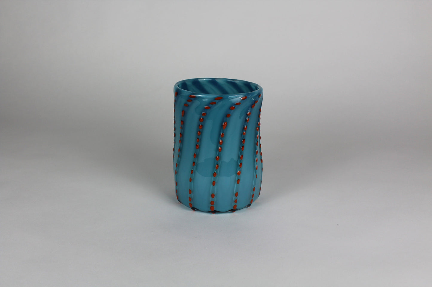 Blue and Orange Polka Dot Decorative Cylinder Vase