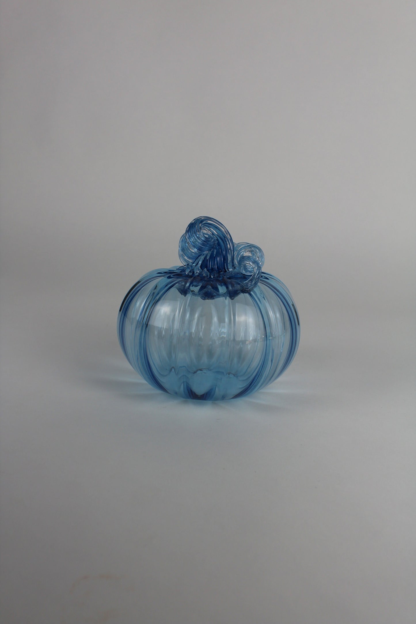 Blue Handblown Decorative Glass Pumpkin