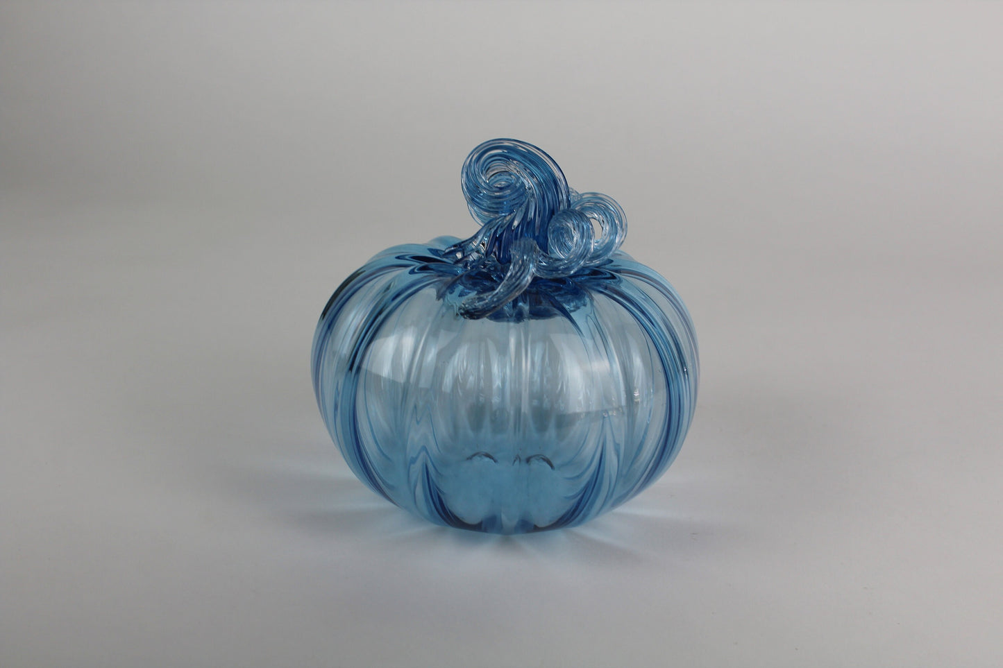 Blue Handblown Decorative Glass Pumpkin