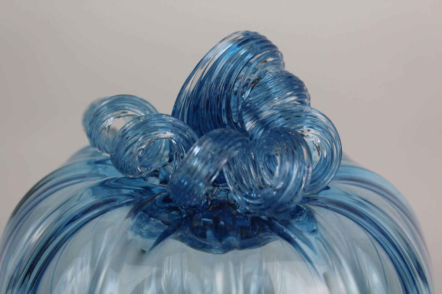 Blue Handblown Decorative Glass Pumpkin