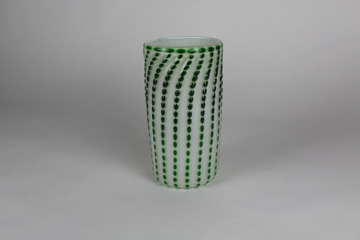 White and Green Polka Dot Decorative Cylinder Vase