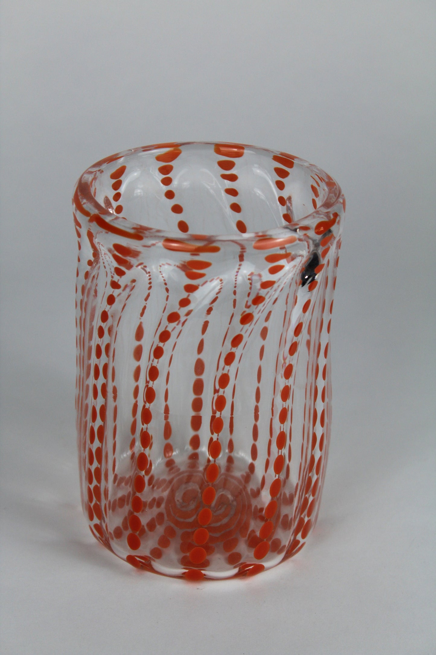 Clear and Orange Polka Dot Decorative Cylinder Vase