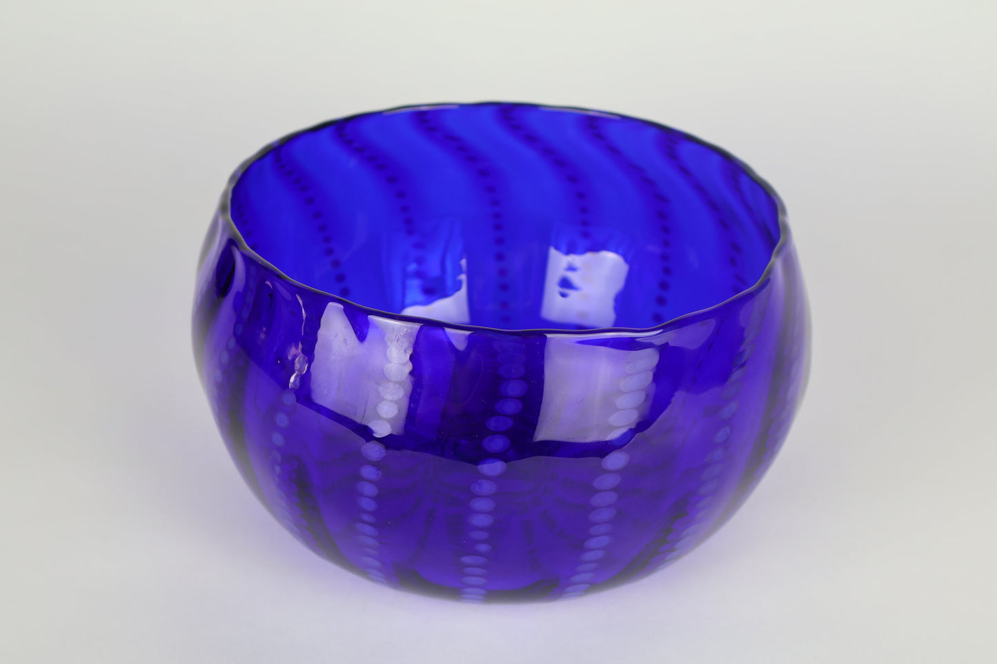 Blue Monochromatic Handmade Polka Dot Bowl