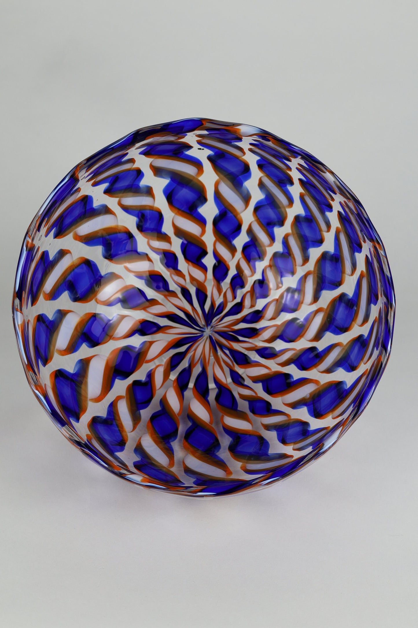 Orange, Blue and White Handmade Ribbon Cane Bowl