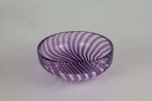 Small Handmade Decorative Purple and White Cane Bowl